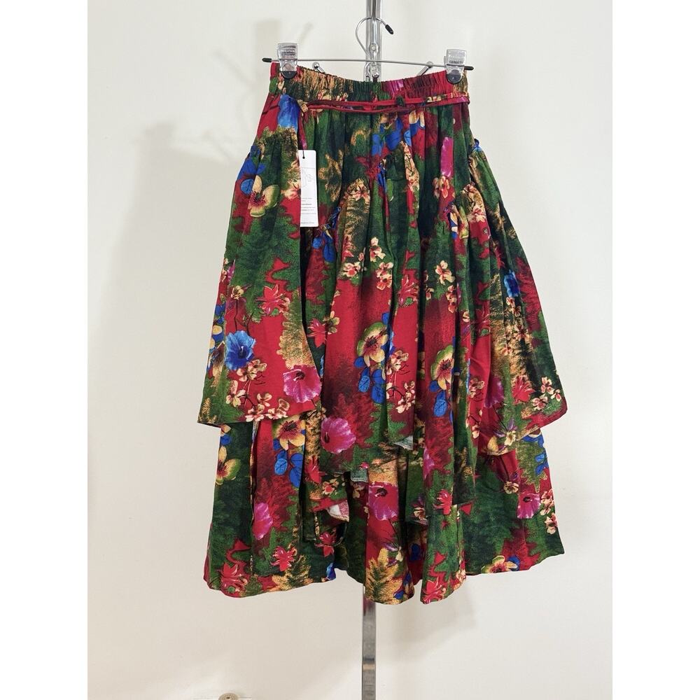 Vintage Women’s Maxi Skirt Floral Boho Layered Festival Whimsigoth Size XS NWT - Picture 5 of 12